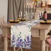 Spring Lavender Eucalyptus Leaves Linen Table Runner Party Decor Watercolor Floral Plant Dining Table Runners Wedding Decoration