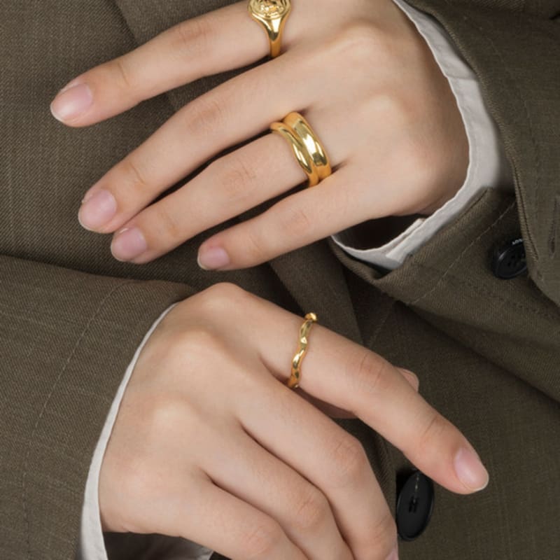 AUGUST ALICE Vanve 18K Cameo & Nudel Ring Set_Gold