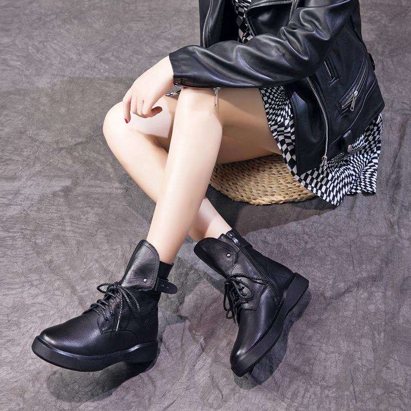 Genuine Leather High Top Women's Boots Martin Boots Single Boots