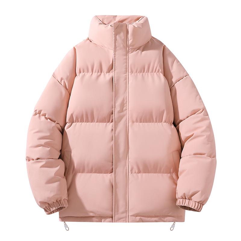 Chaqueta de Plumas de Invierno para Hombre con Cuello Alto y Corte Holgado - Estilo Coreano, Color Sólido, Abrigo Cálido de Algodón para Parejas