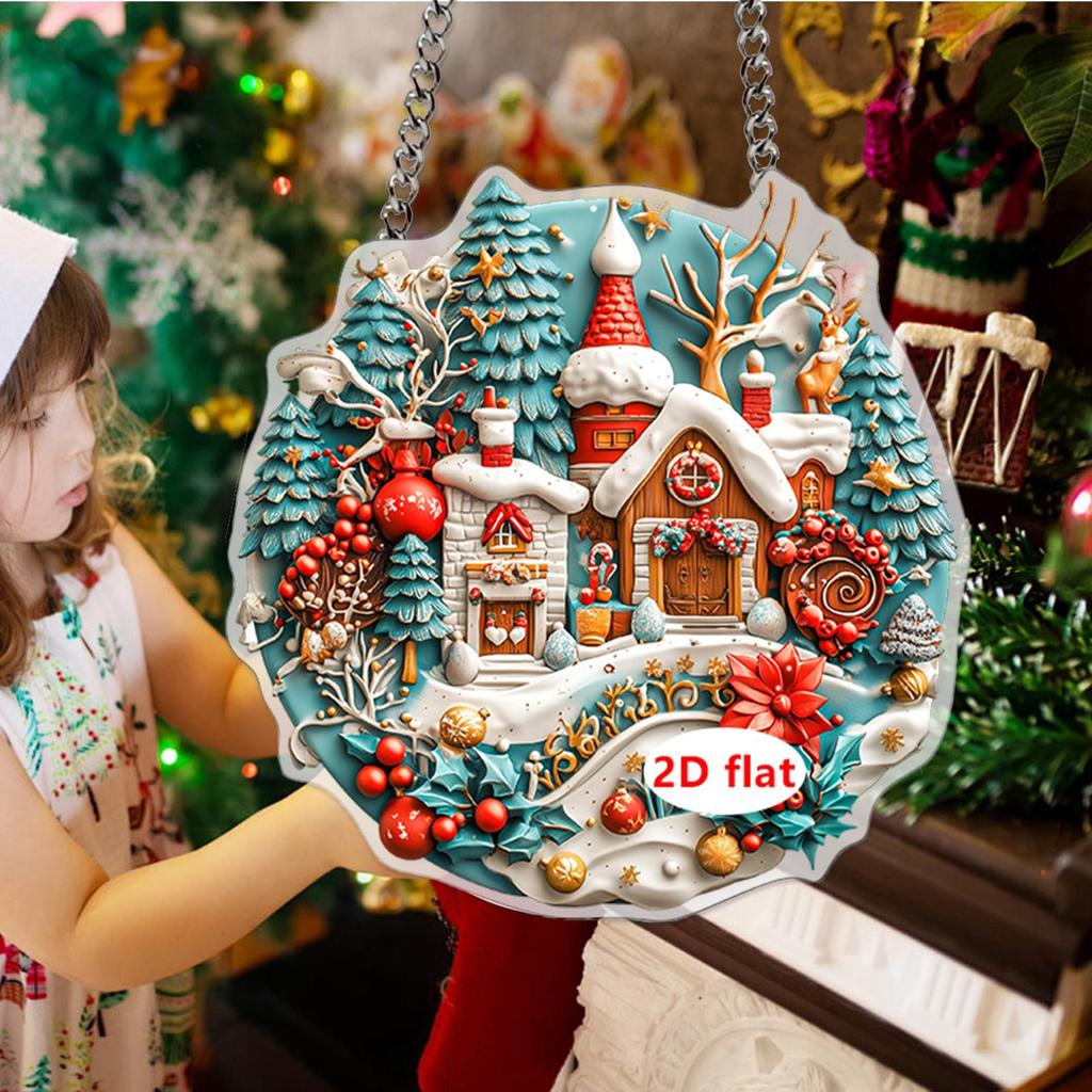 Christmas Decorations Indoor Hangable Festive Ornaments For Christmas Tree Pendants 2D Acrylic Santa Claus For Indoor Outdoor