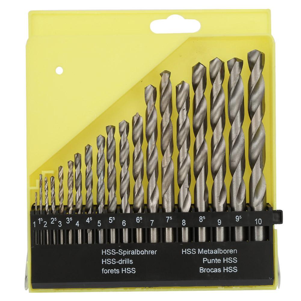 

19pcs HSS High Speed Steel Straight Shank Twist Drill Bit Set Kit with Case 110mm
