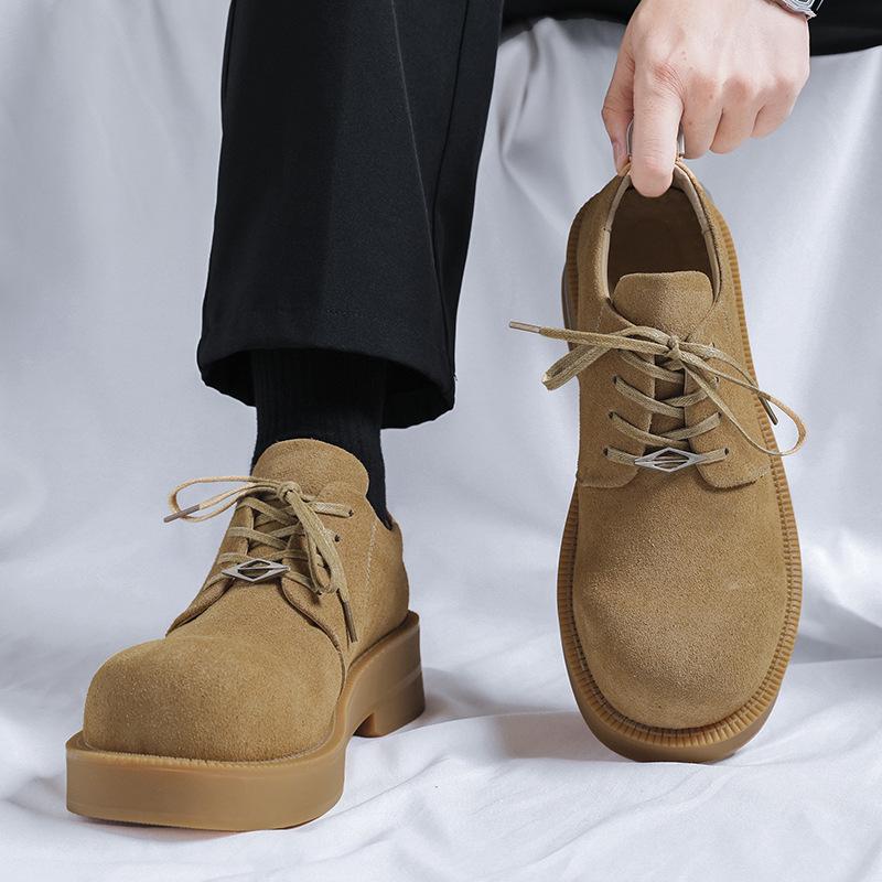 2024 new rhubarb leather shoes Japanese Mickey Derby shoes men's casual tooling trend single shoes 57321-R