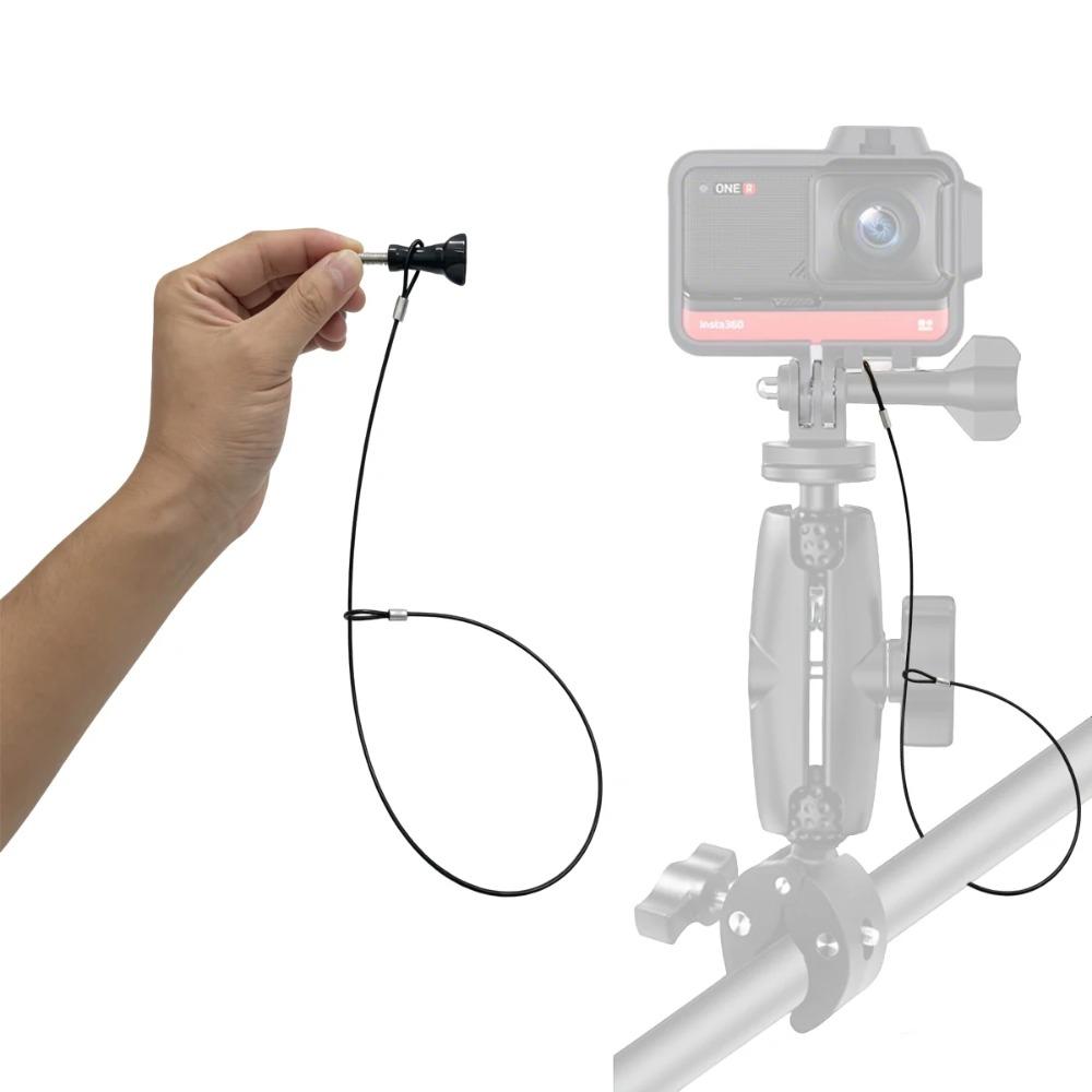 Laccio di Sicurezza Nero in Acciaio Inossidabile da 60CM Corda di Sicurezza Anti-Caduta Accessorio per Fotocamera Sportiva Per GoPro 13 12 11 10 9 8 Insta360 X4 DJI OSMO Action 4