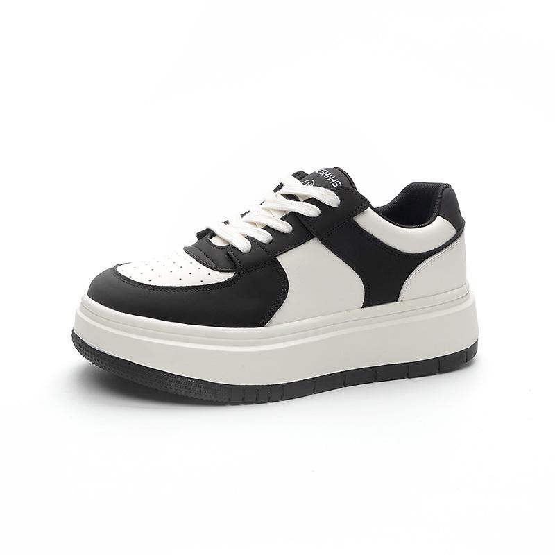 2023 Damen Weiße Rindsleder-Sneaker: Dicke Sohle, modisch, bequeme Schnürung für vielseitige Freizeit-, Sport- und Skate-Aktivitäten.