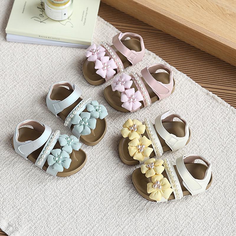 Girl Summer Sandal Princess Sweet Flower Children Causal Shoes Kids Wedding Party Toddler Non-slip Sandals for Walking