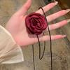 Black and white flower necklace rose choker neck flower neckband necklace female neck collar camellia clavicle chain