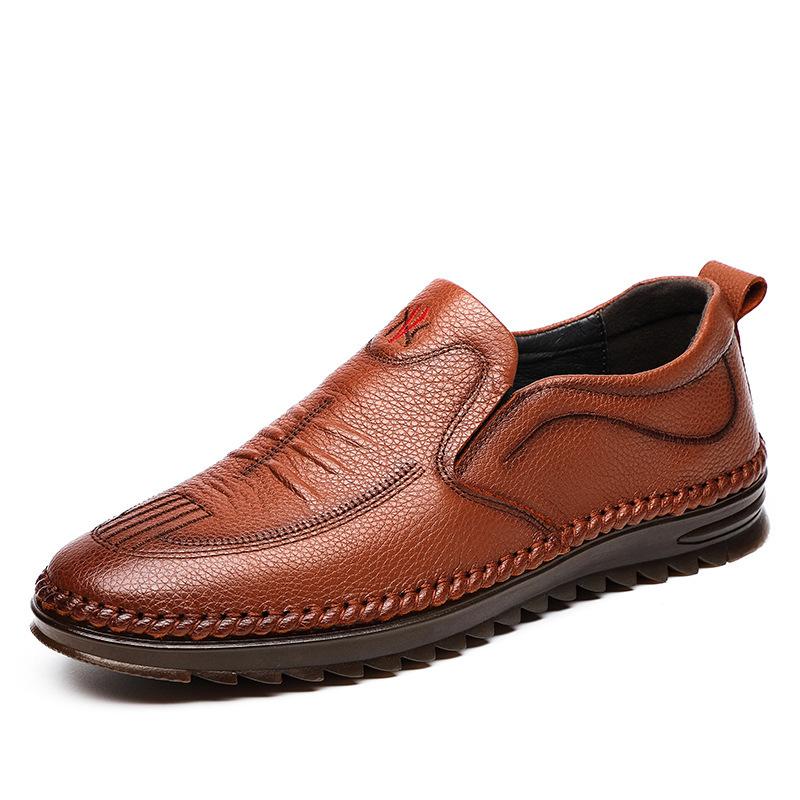 Spring new first-layer cowhide men's casual shoes genuine leather single shoes dad men's shoes handmade leather shoes men's single shoes