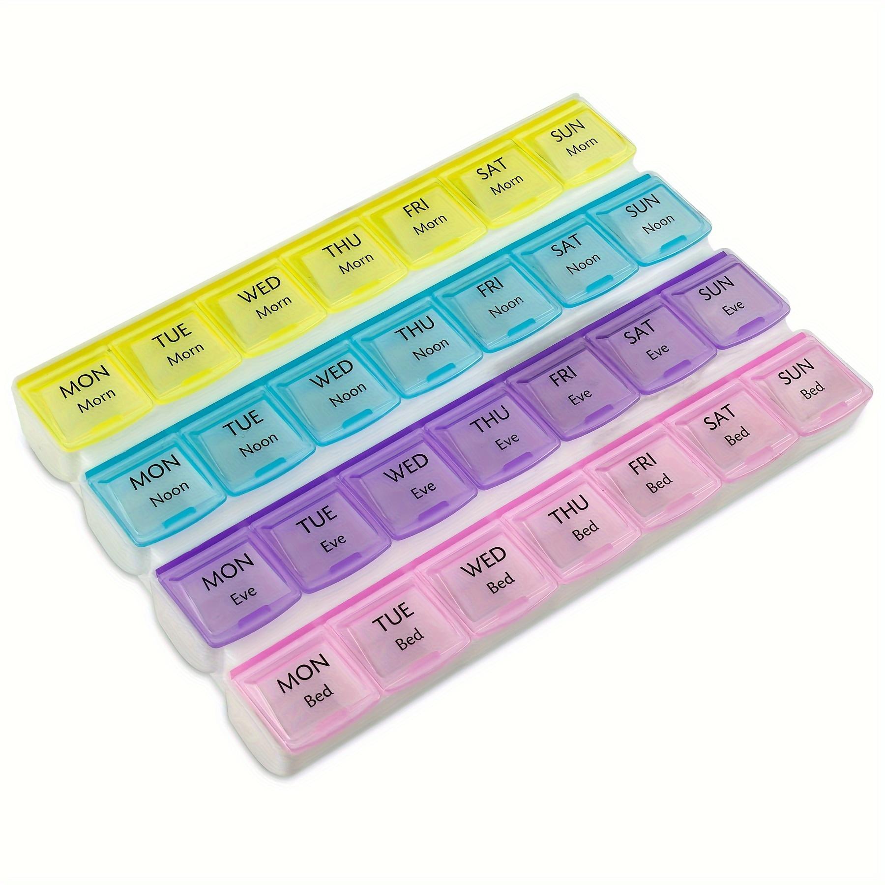 

4-Times-a-Day Pill Planner Pill Box Separates Pills & Vitamins with Daily Morning, Noon, Evening & Night Compartments