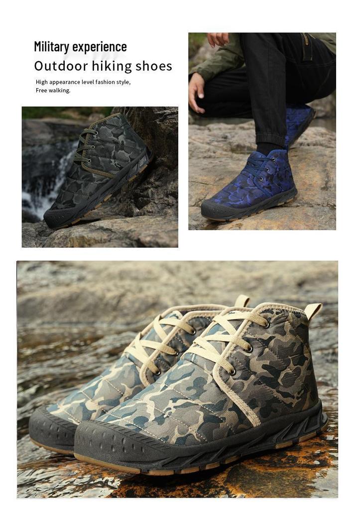 Waterproof Camo High-Top Snow Boots: Non-Slip, Velvet-Lined, Warm Outdoor Cotton Shoes for Autumn & Winter