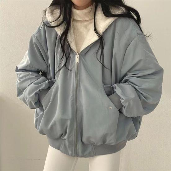 Women's Winter Coat Fleece Lined Reversible Parka Jacket Hooded Zip-Up Coat with Pockets Casual