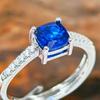 Gessen Jewelry Elegant Blue Zirconia Inlaid Ring for Women – Light Luxury Finger Accessory