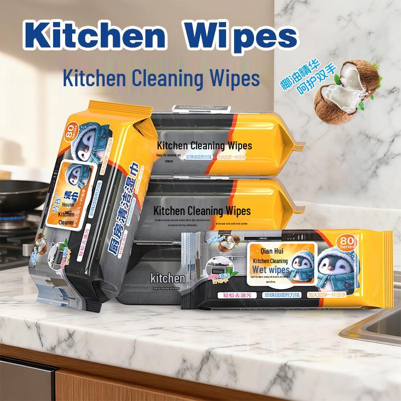 Penguin XL Kitchen Wet Wipes for Oil & Stain Removal - Thickened Household Cleaning Towels