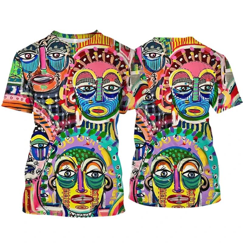 3D Printed Face Graphic T-Shirts  Personalized Abstract Fashion Casual Loose Round Neck Men's and Women's Unisex T-shirts