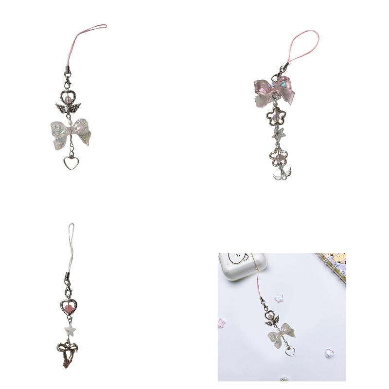 Trendy Bowknot Charm Stylish Keychain Fringe Chain Durable Phone Lanyard Long Lasting Phone Jewelry Suitable for Phone
