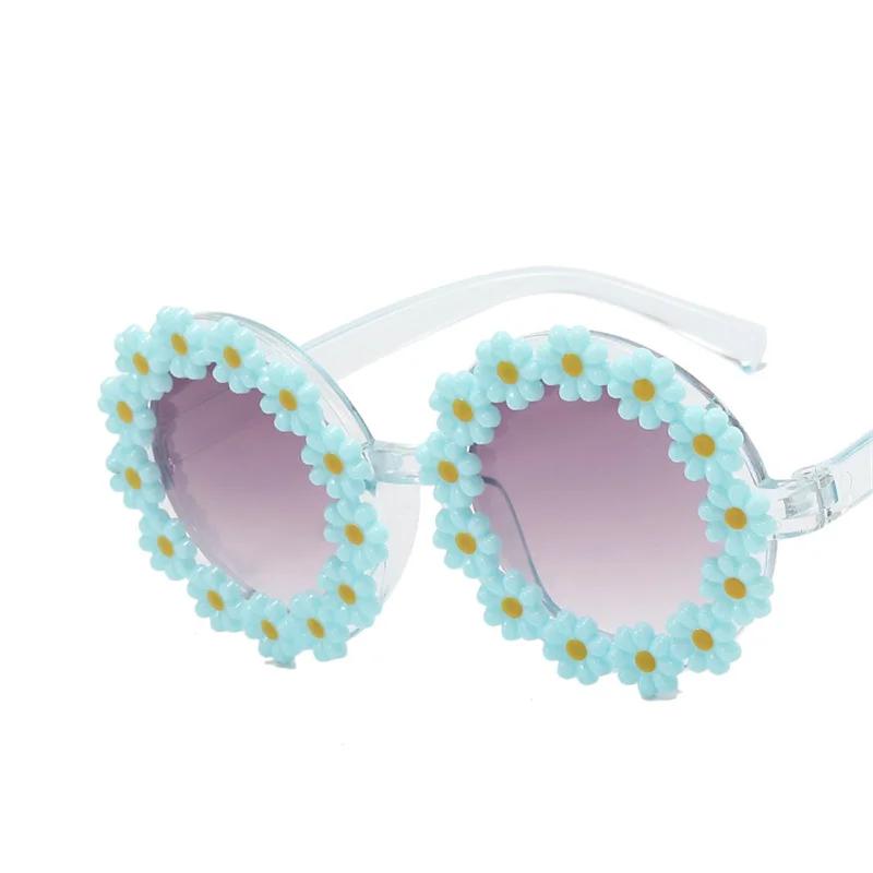 Round Sunglasses For Girls Boys Floral Frame Baby Sun Glasses Outdoor Sun Protection Eyewear Uv400 Protection Shades Eyewear