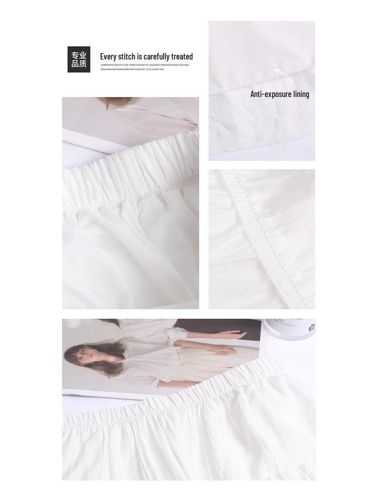 Women's White High-Waist A-line Long Skirt - 2026 Spring/Autumn Collection