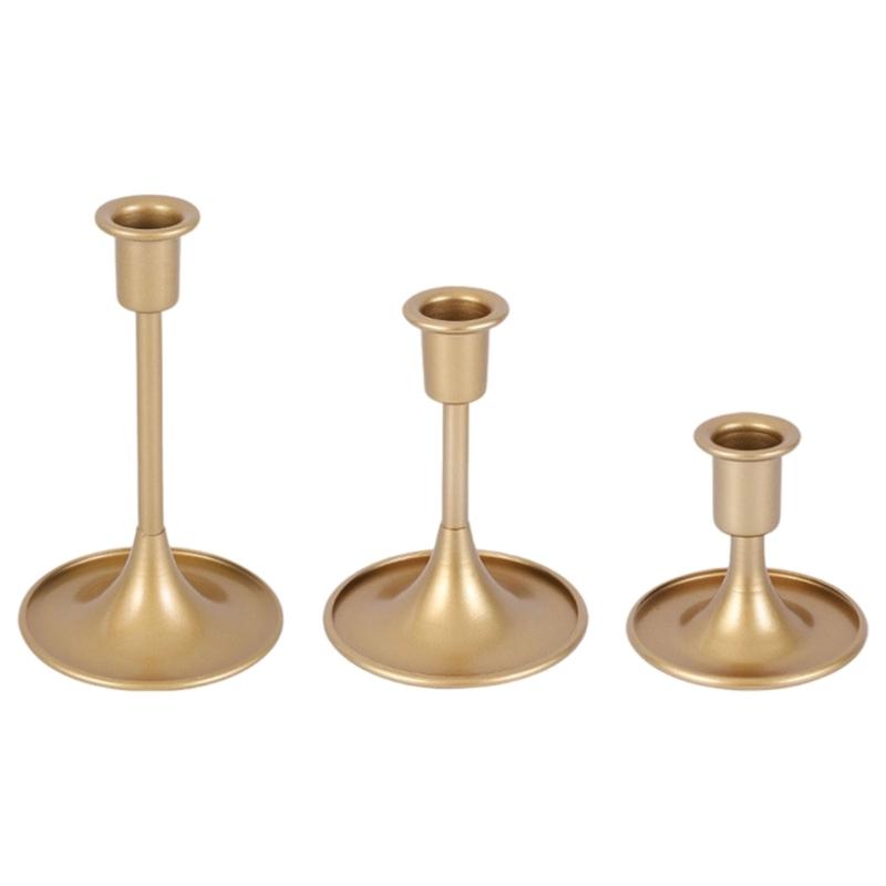 Antique Styles 3Piece Iron Candle Holders Stand Set Intricate Carving Design For Living Room Centerpieces Gift