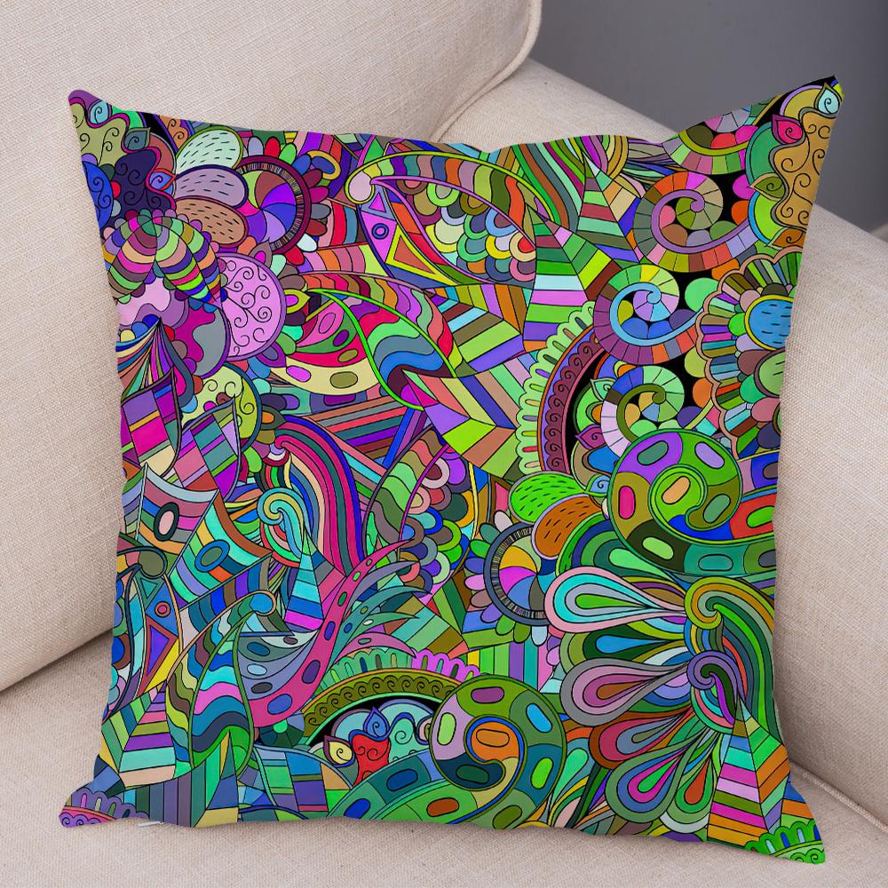 Bright Abstract Bohemian Floral Art Print Household Sofa Bedroom Decoration Pillow Cover Cushion Shell