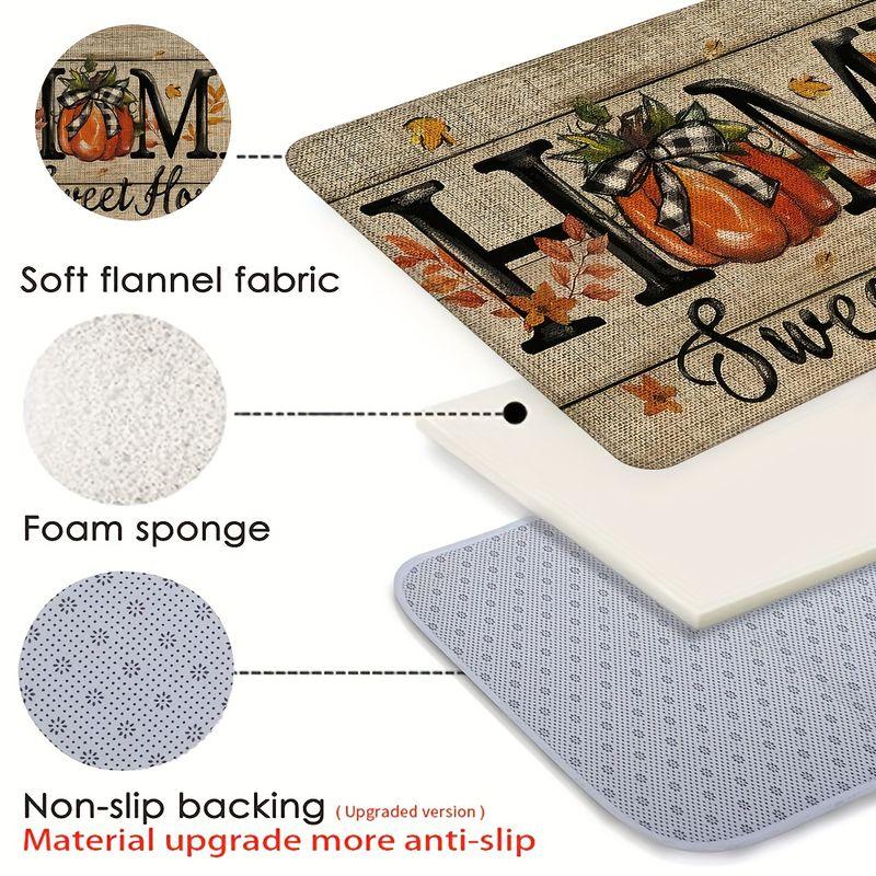 VIKAMA Autumn Pumpkin Welcome Floor Mat Anti-slip Washable Kitchen Floor Mat Indoor/Outdoor Entrance Rug Home Decoration