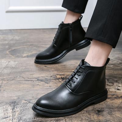 Fashion High Top Men's Leather Shoes Classic British Minimalist Style Outdoor Leisure Party Daily Office and Business Shoes Size 38-46