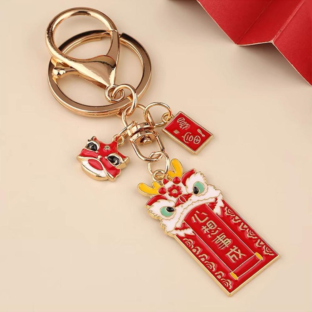 Wealth Key Ring Accessory Chinese Style Key Lucky Pendant Lion Dance Keychain  Women/Men