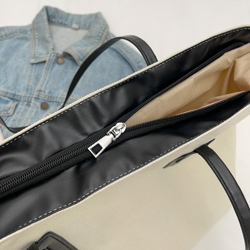 Большая вместительная холщовая сумка женская сумка через плечо сумка через плечо хаки — фото 15