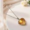 Love Shaped Glass Alloy Pendant Necklace, Fashionable Sweater Chain