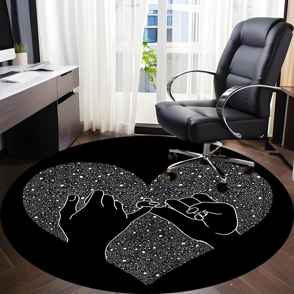 1PC Heart Hands Office Round Area Rug, Mat Suitable ForOffice, Under Office Chairs Bedroom Living Room Home Decor, Room Deco