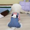 Pet Clothing Small Dog Teddy Pomeranian Dog Clothes Cat Autumn and Winter Warm and Comfortable 25 Denim Four-leg Cotton Coat