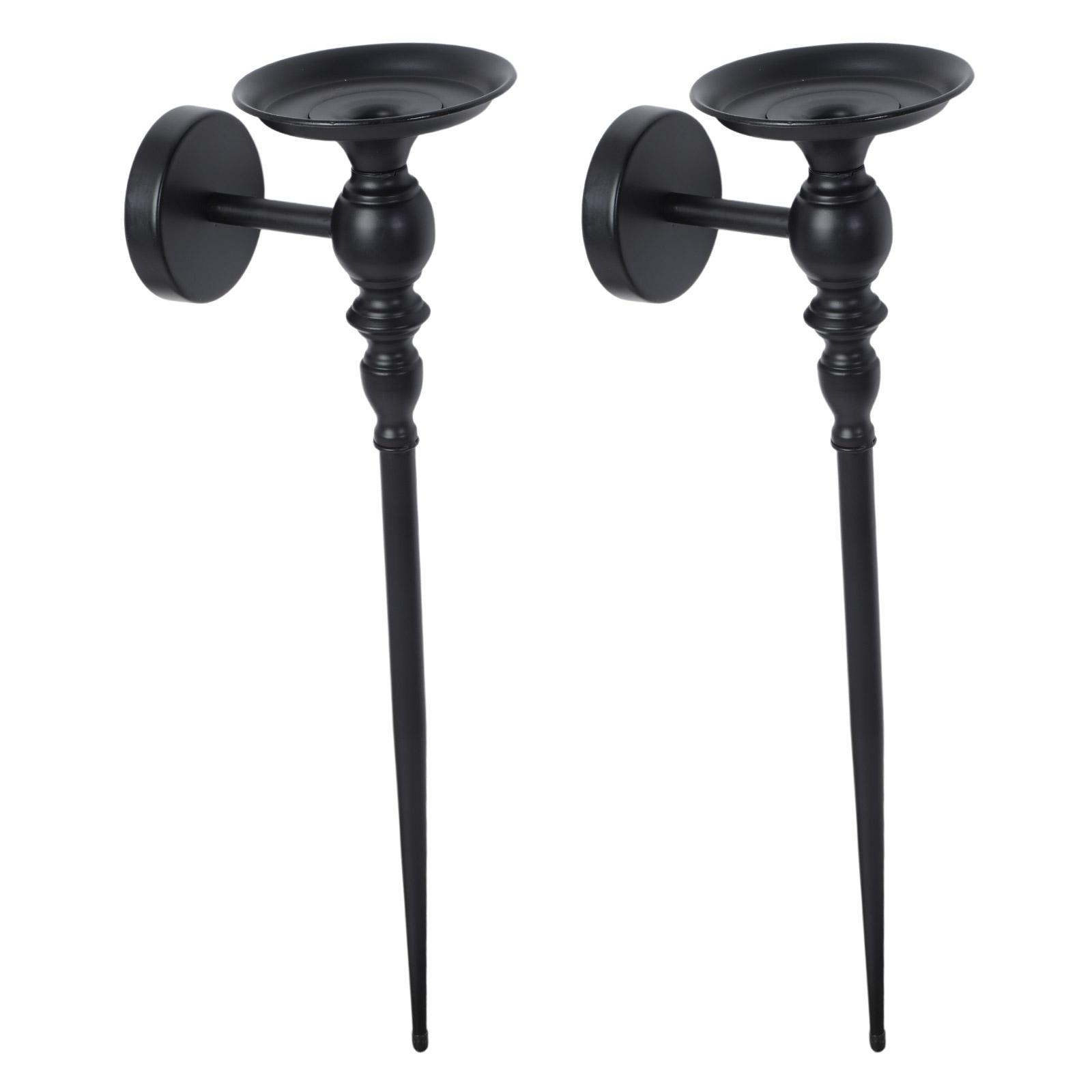 

Пара 2 черных металлических настенных бра-подсвечников с деталью в виде скипетра. Изысканный декор для спальни и столовой.