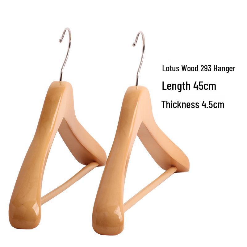 Five-Star Hotel Solid Wood Wide-Shoulder Non-Slip Hangers with Anti-Slip Clips
