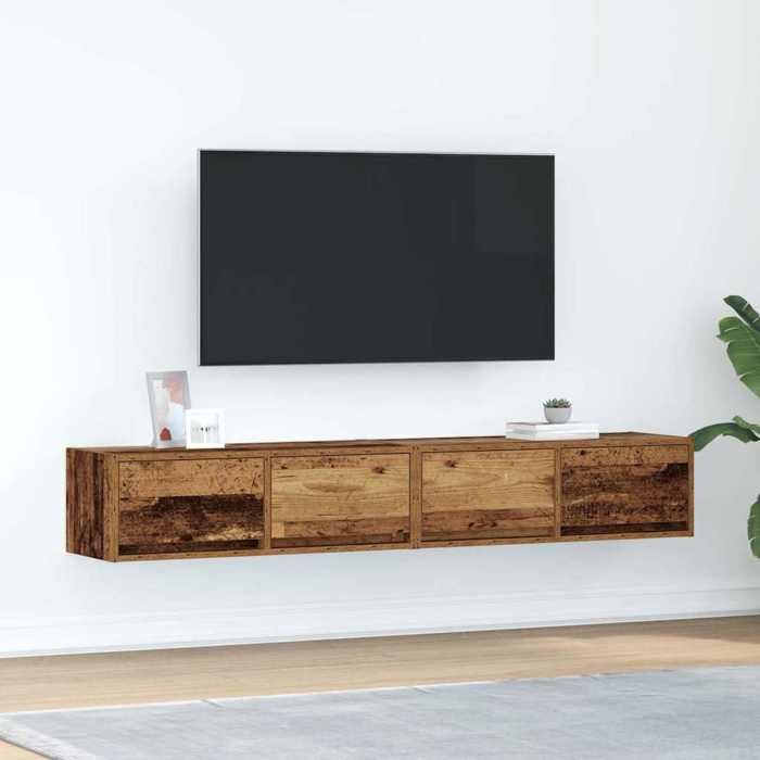 VidaXL Meubles TV 2 pcs vieux bois 80x31x25,5 cm bois d'ingénierie, banc TV, meuble hifi, centre de divertissement, buffet 861523