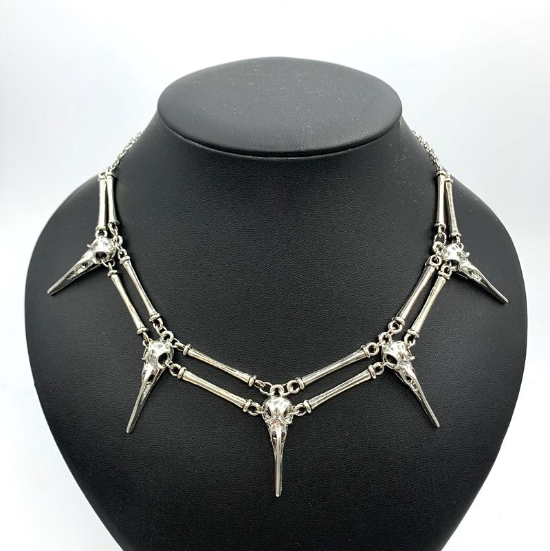 

Ожерелье-подвеска, череп птицы из античного серебра, унисекс, мужской чокер, ожерелье в богемном стиле Silver