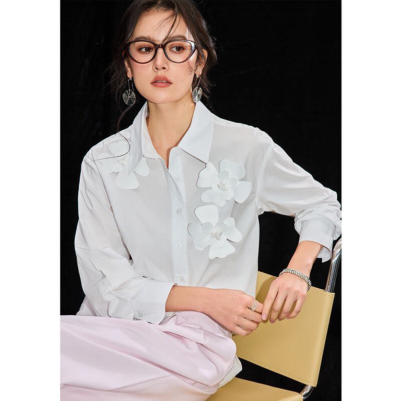 Wudao Women s 100% Cotton Decorated Lapel Shirt S