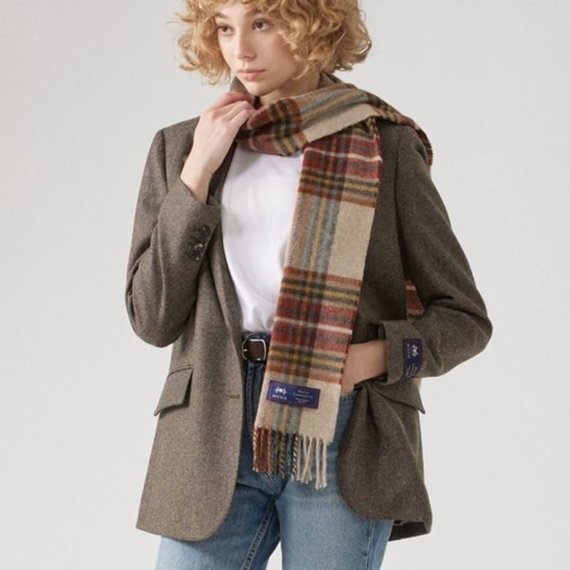 ABRAHAM MOON Merino Wool Muffler 25cm - Oatly Rust