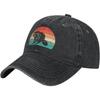 Raccoon Retro Sunset Washed Baseball Cap Vintage Distressed Cotton Adjustable Hat for Unisex Women