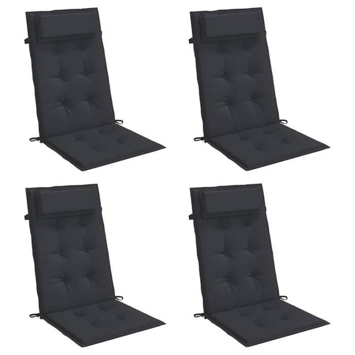 VidaXL High Back Chair Cushions Set of 4 Black Oxford Fabric, Cushion, Chair Cushion, Seat Cushion 361896