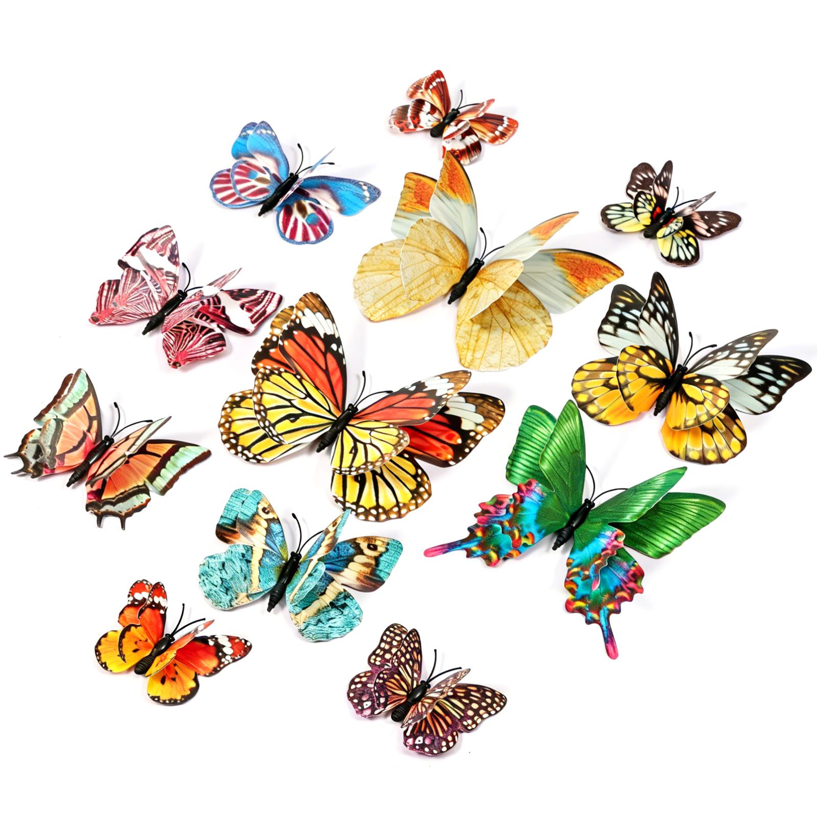 12 Pcs 3D Butterfly Wall Stickers Reusable Wall Sticker Waterproof Wall Sticker Decor Luminous Double-layer Butterfly Decoration