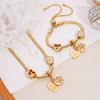 Fashionable High Quality Heart M&M Necklace Plated 18k Draw Bracelet Non-Fading Stainless Steel Jewelry Zircon Set
