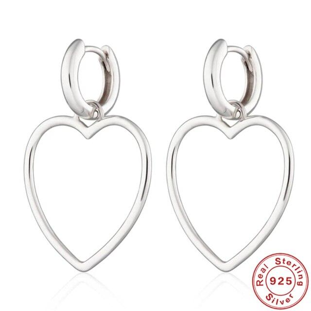 Fashion Hollow Heart Shape 925 Sterling Silver Earrings For Women Earrings  Trend