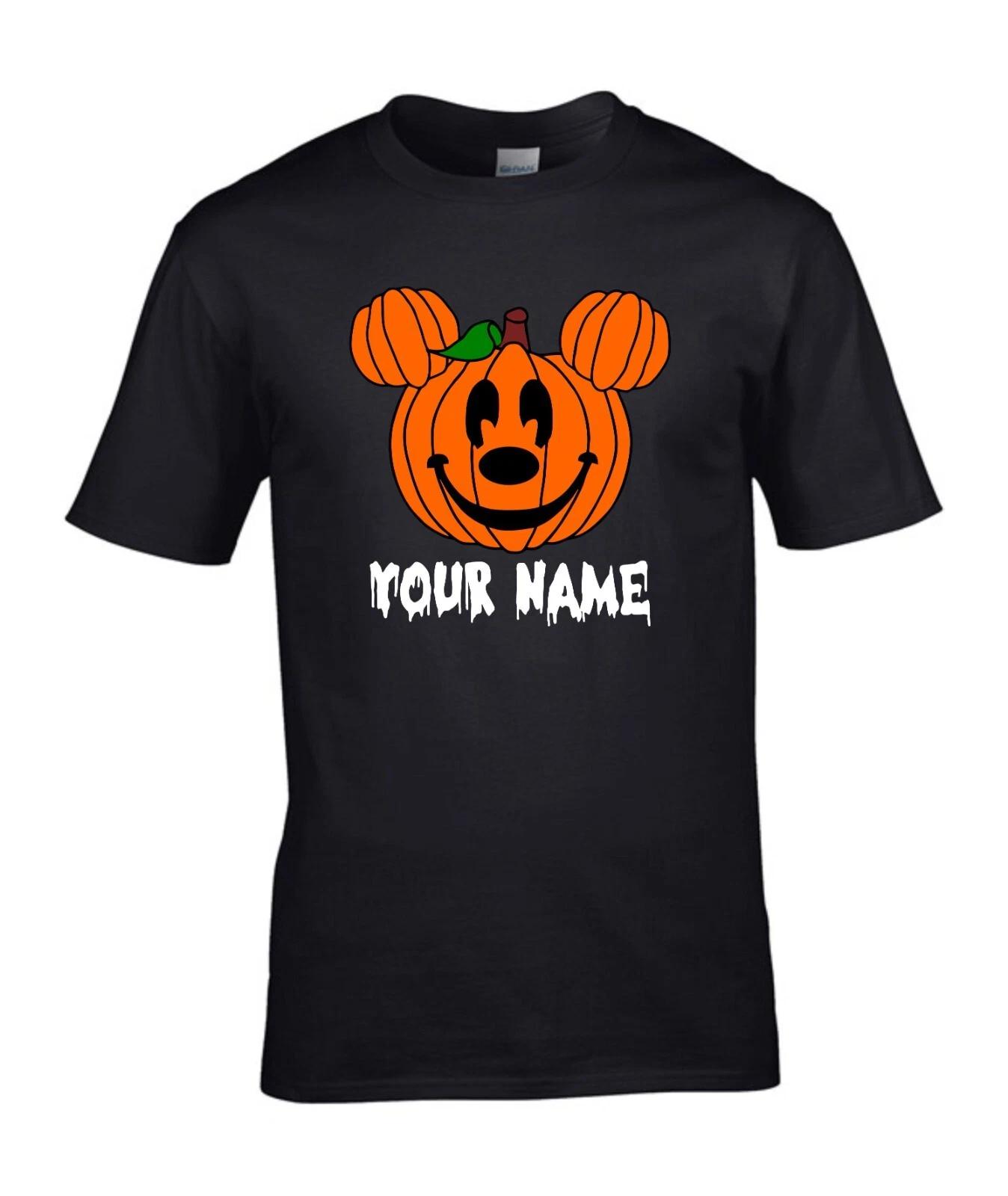 Personalised Mickey Face Halloween T-Shirt, Pumpkin Disney Horror Scary Tee Top S
