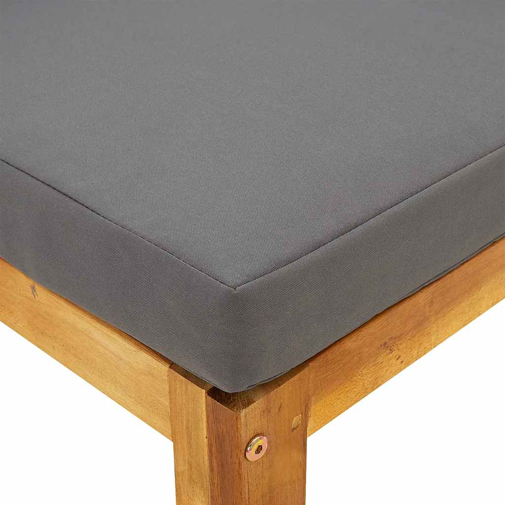 Modular Corner Sofa with Dark Grey Cushions Solid Acacia Wood