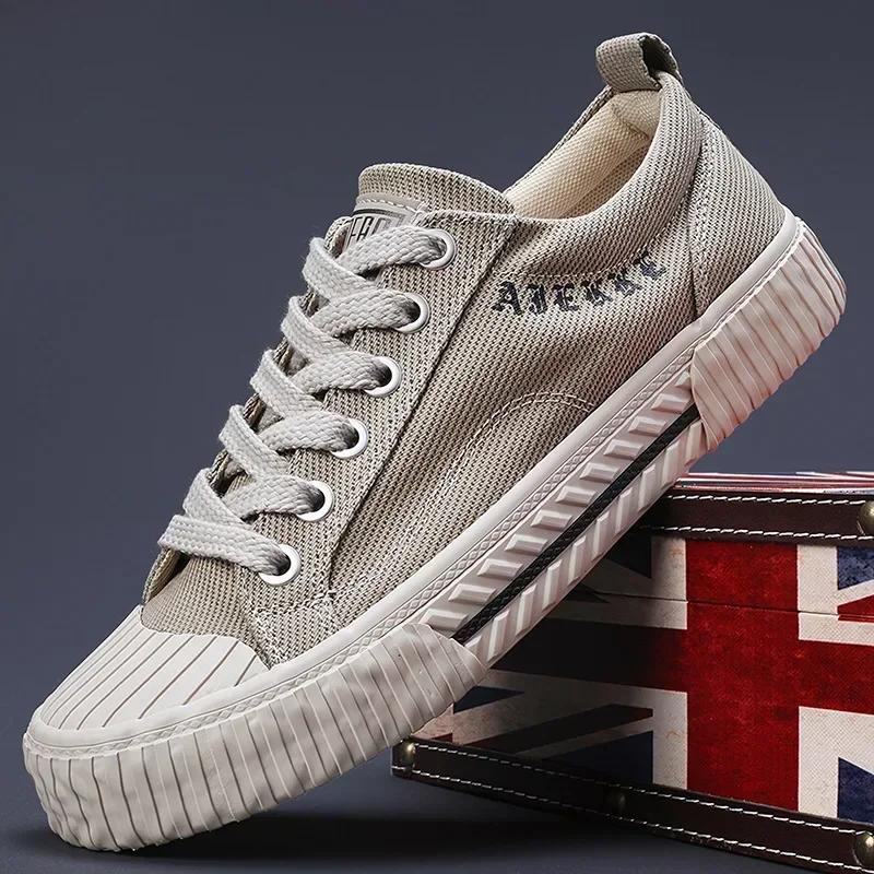 

Модная высококачественная повседневная обувь для мужчин Износостойкая мужская вулканизированная обувь Удобные дышащие нескользящие мужские туфли на плоской подошве Basket Homme 38 хаки