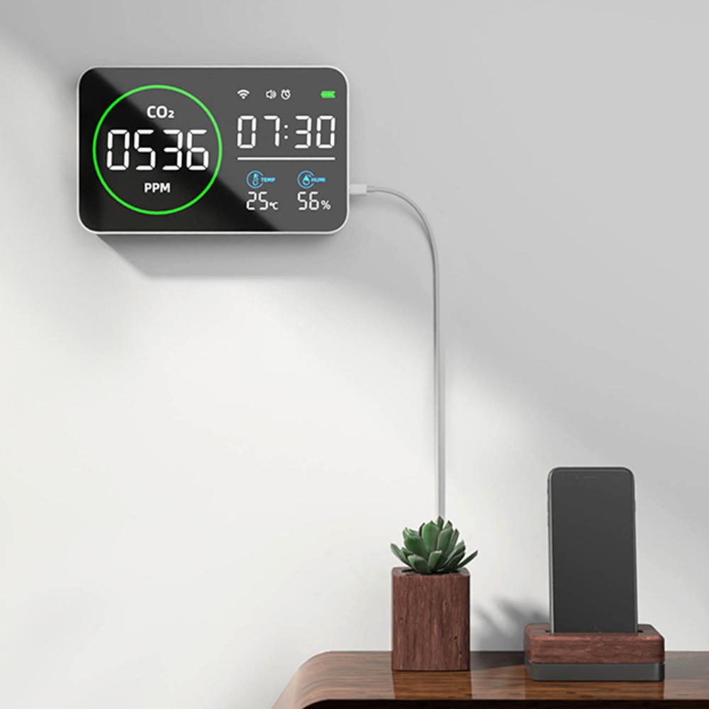 PV1000-DW Smart WIFI Large 4-in-1 Carbon Dioxide Detector, Indoor Air Quality Monitor Portable CO2