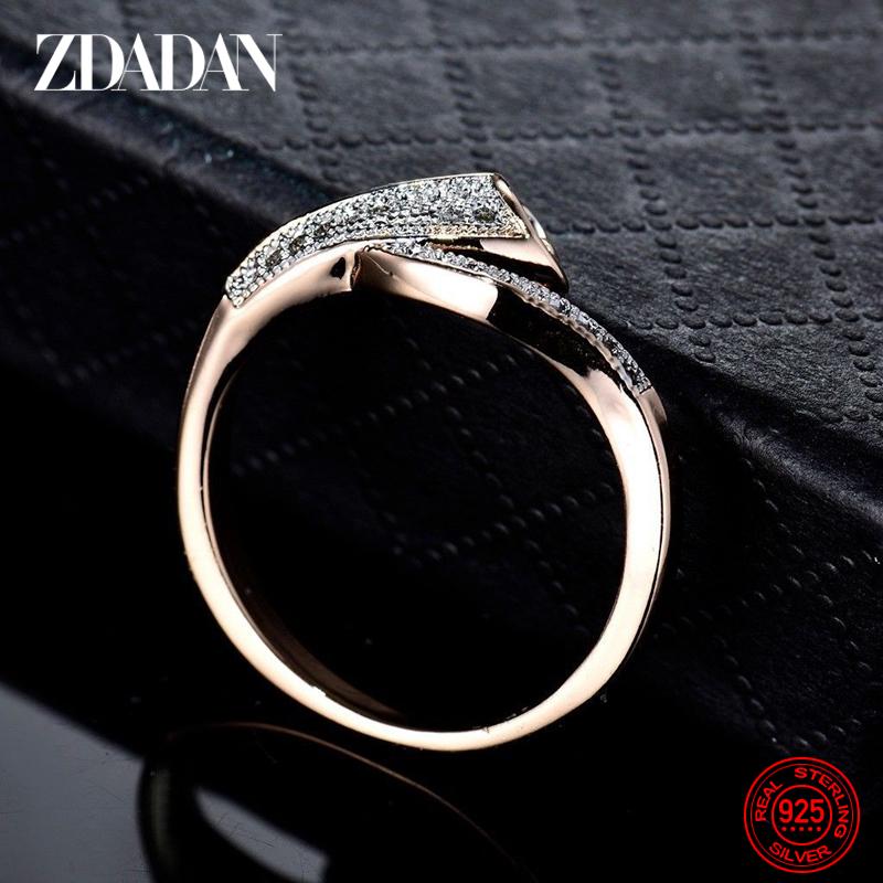 ZDADAN 925 Silver 18K Gold Zircon Rings For Women Fashion Jewelry