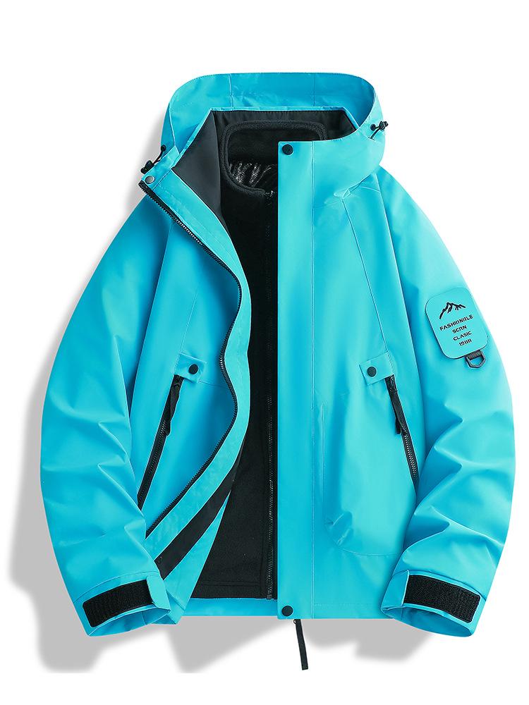 Skijacke Set: Schwarz-Gold-Fleece Warme Innenlage mit 75D Doppelwarp-Schuss, Drei-in-Eins-Design für Paare