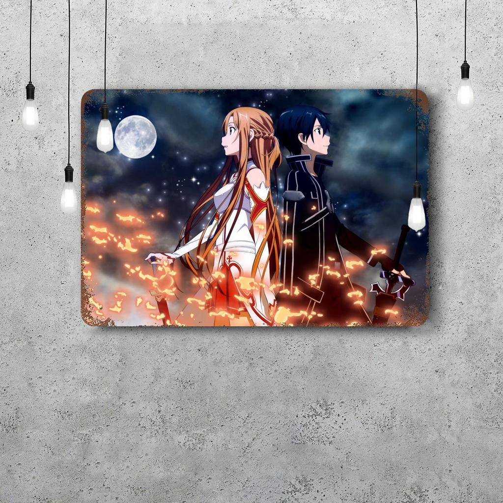 Sword Art Online Vintage Tin Sign Home Decor Wall Decor Art Wall Mural Room Decoration Decor Retro Metal Sign Plate Bar Posters