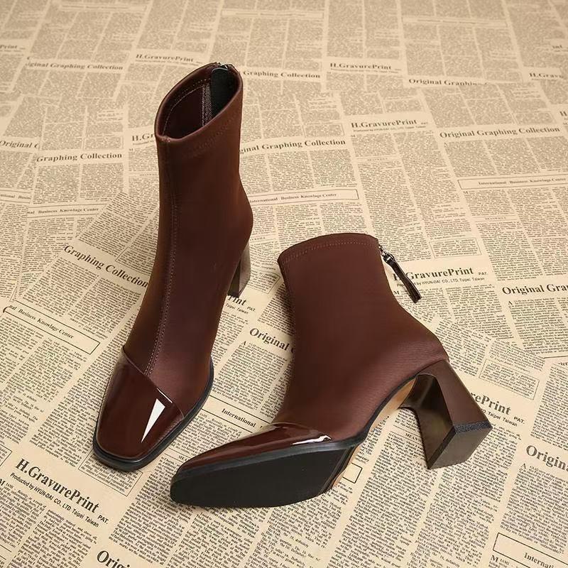 Fashion Women Ankle Boots Suede High Heels Fashion Shoes Chunky Motorcycle Boots Trend Winter New Pumps Botas Short Boot35-40
