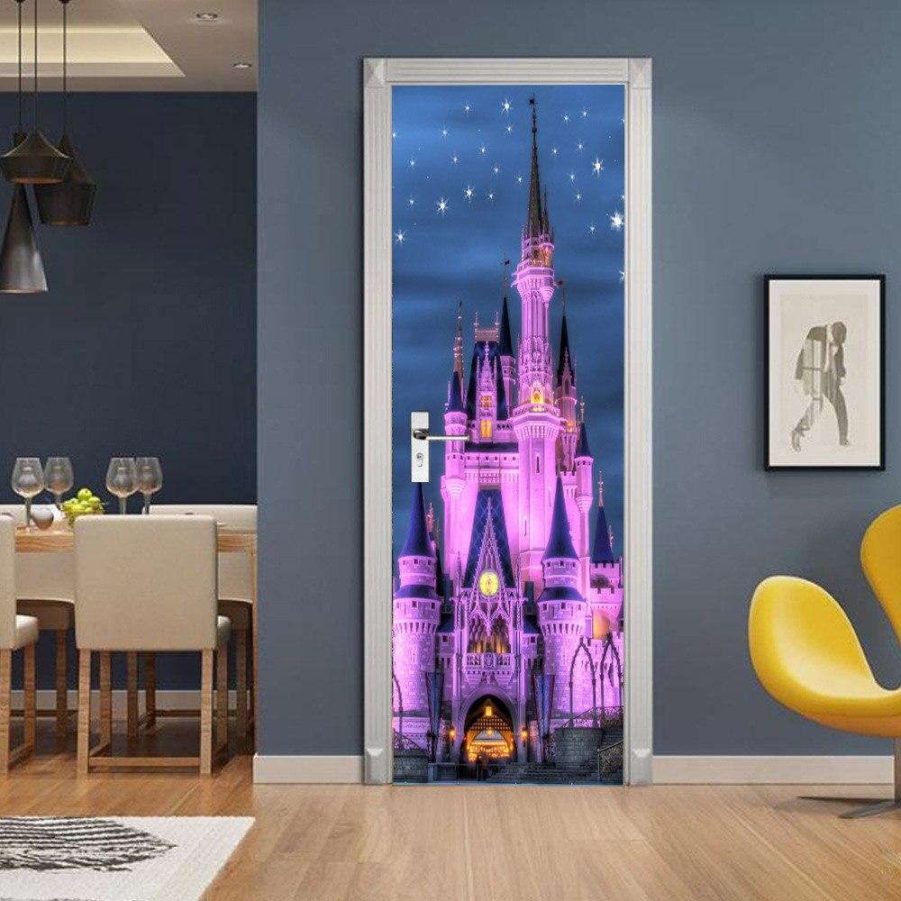 Glowing In the Night Castle Sticker Decals for Door Decoration Waterproof Removable Vinyl DIY Stickers Porte Princess Girls Room